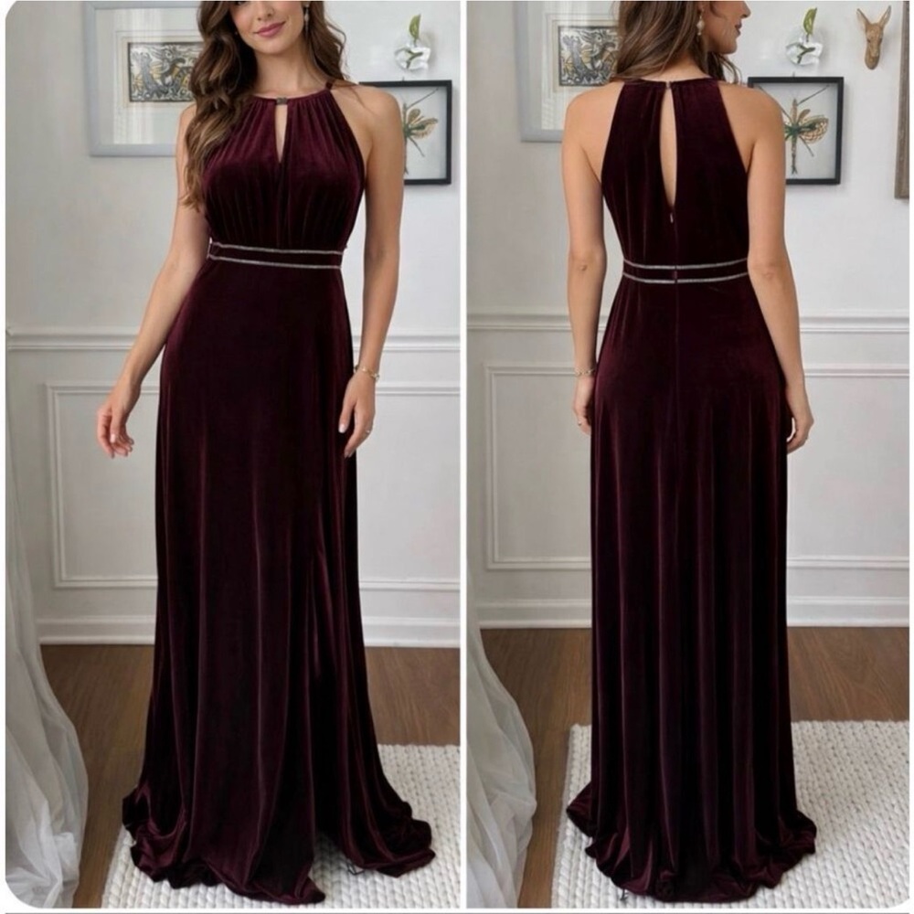 Oleg Cassini Deep Burgundy Velvet Dress